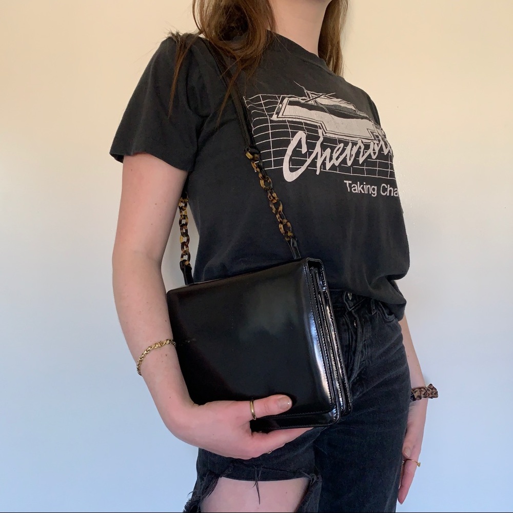 black patent crossbody bag